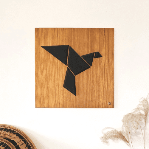 Décoration murale en bois – Oiseau Origami