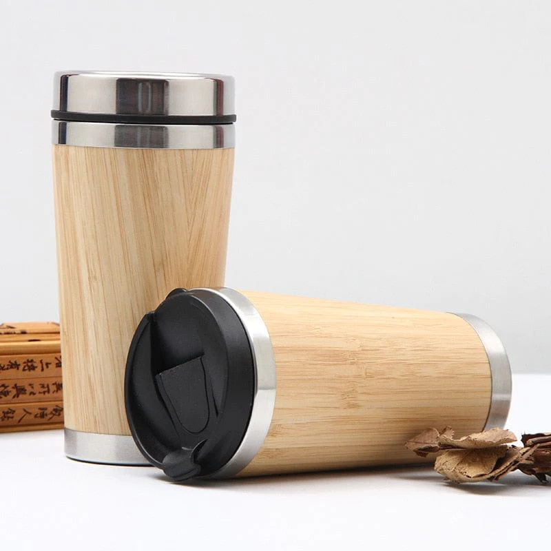 Mug Thermos en bambou et acier inoxydable 450ml - MonBisouEcolo
