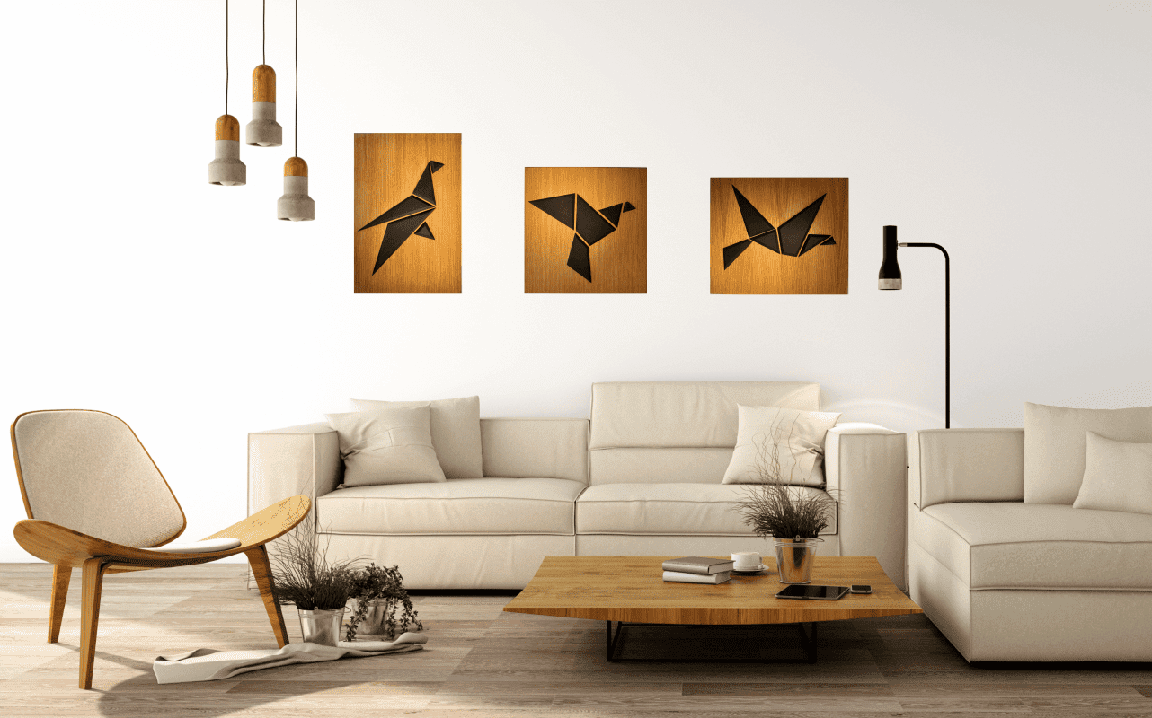 Décoration murale en bois – Oiseau Origami